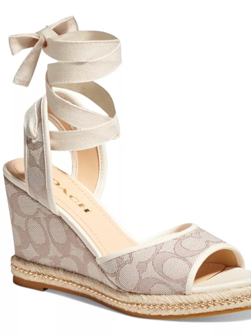 Women's Page Jacquard Signature Ankle-Tie Wedge Sandals